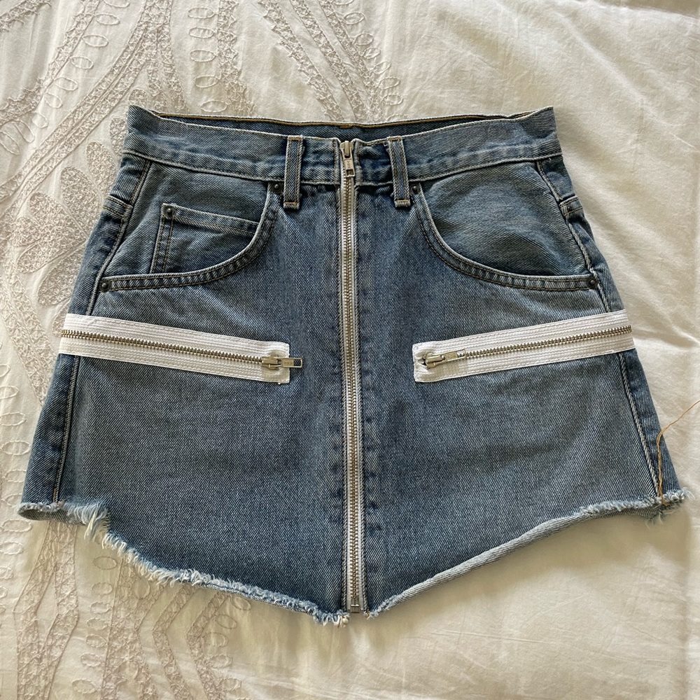 Carmar Jean Skirt with Zipper Accents, Size 26 (Runs small)